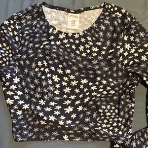 Black Floral Scoop-Neck Long Sleeve Top by LuLaRoe